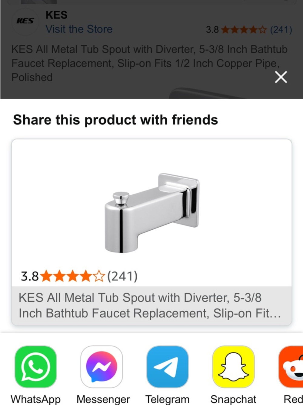 Polished Chrome Tub Spout with Diverter - Chrome
